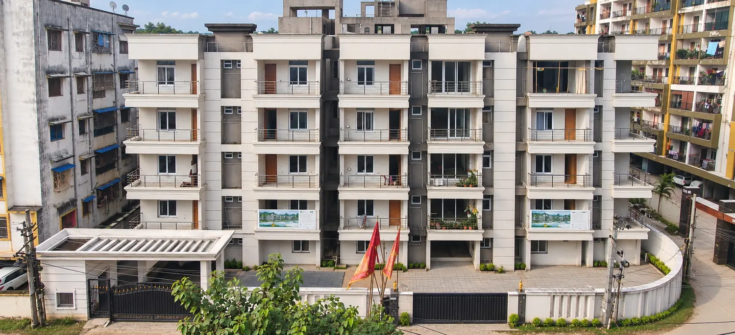 Front elevation of Shantiniketan Royal Living from J.C. Mallick Road
